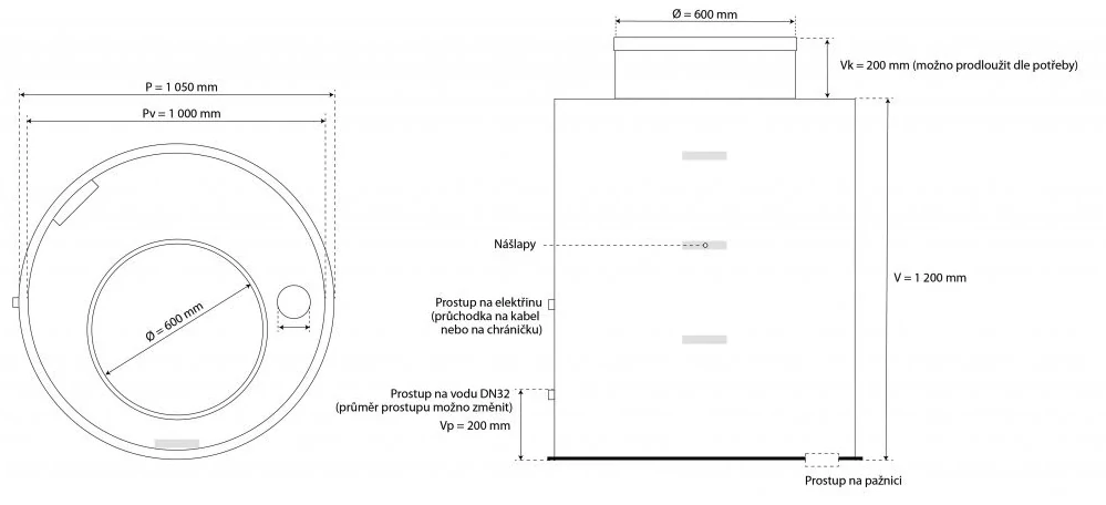 Šachta na vrt - MAXI průměr 1000 mm, výška 1200 mm