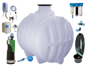 Nádrž na dešťovou vodu Neptun 9500 - sestava se systémem pro dům a zahradu